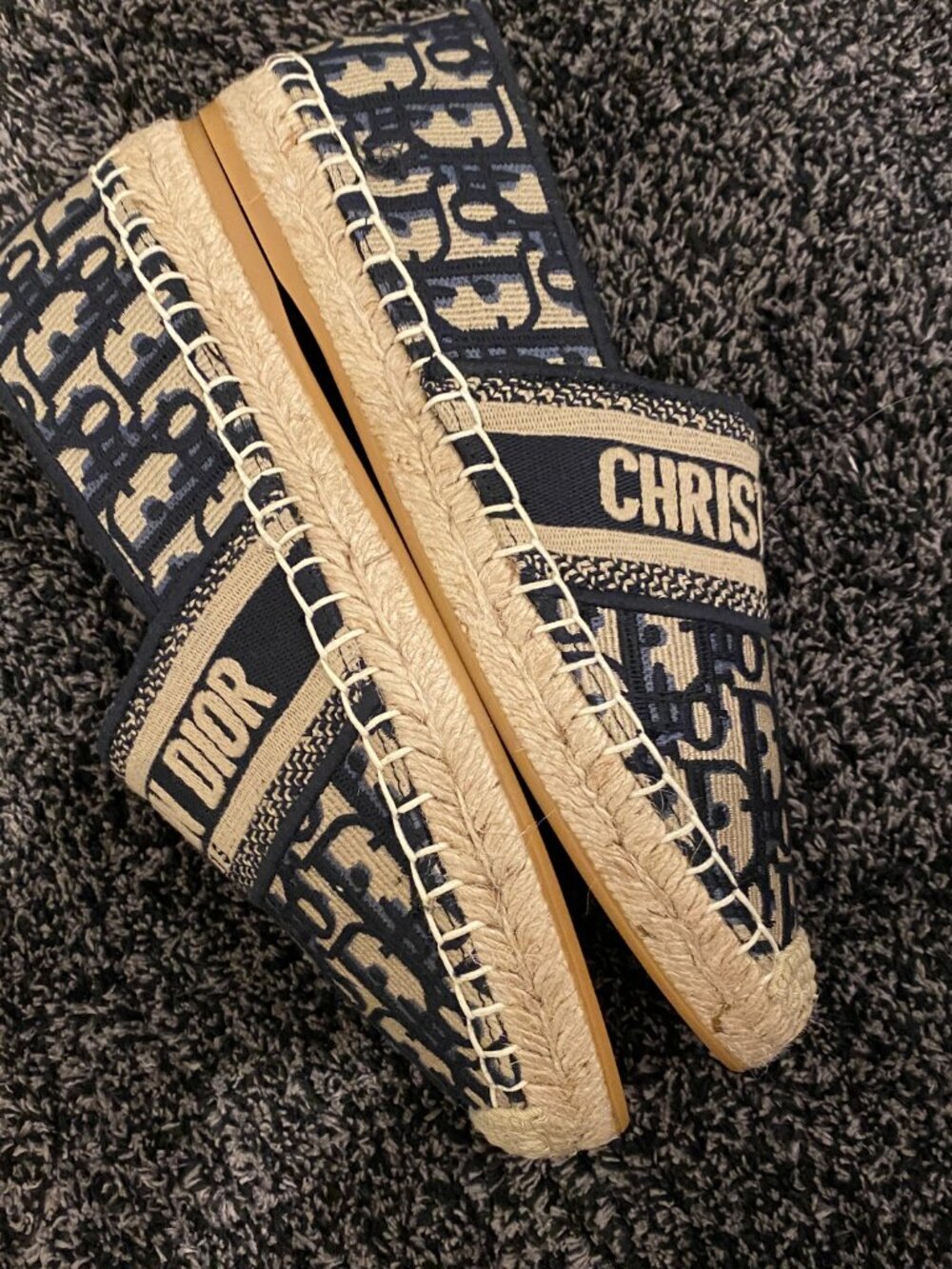 Dior Granville Espadrille Deep Blue Dior Oblique Embroidered Cotton 36 - Picture 5 of 7